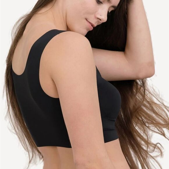 BLACK COOBIE INVISIBLE STRAPS SCOOP BRA SIZE LARGE EUC - Picture 4 of 5